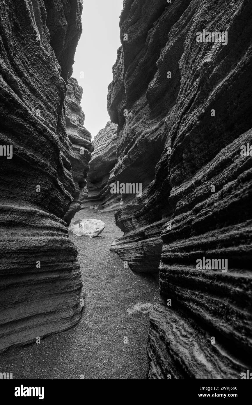 Las Grietas volcano columns, Lanzarote, Canary Islands, Spain Stock Photo