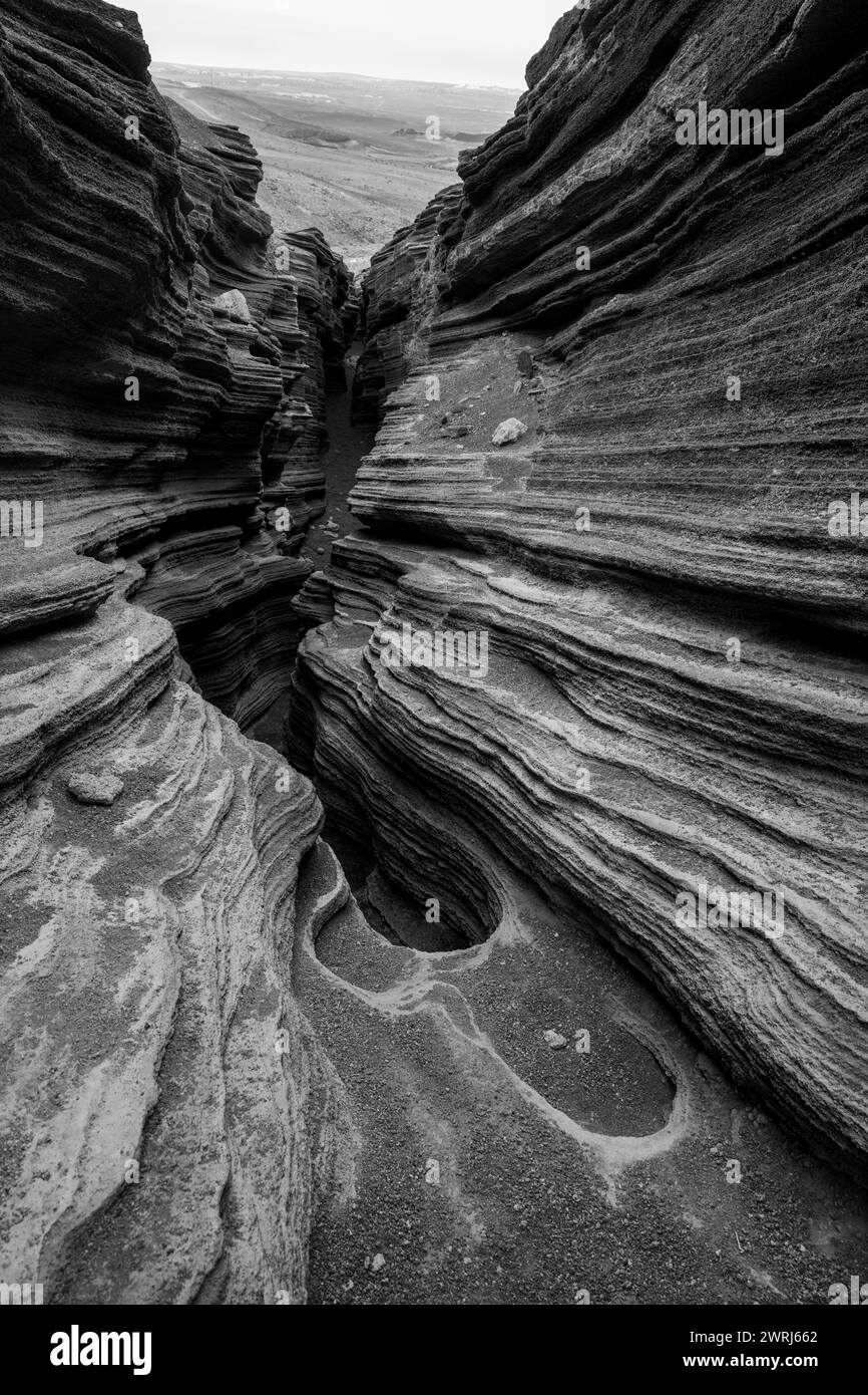 Las Grietas volcano columns, Lanzarote, Canary Islands, Spain Stock Photo
