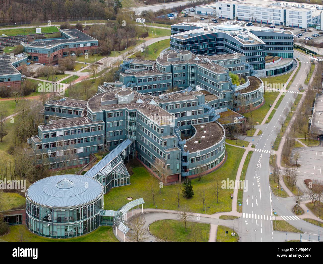 Quantum Gardens Ehingen on the IBM site. The 500 million euro project is to be developed here. The Ozean Group has purchased the buildings on the IBM Stock Photo