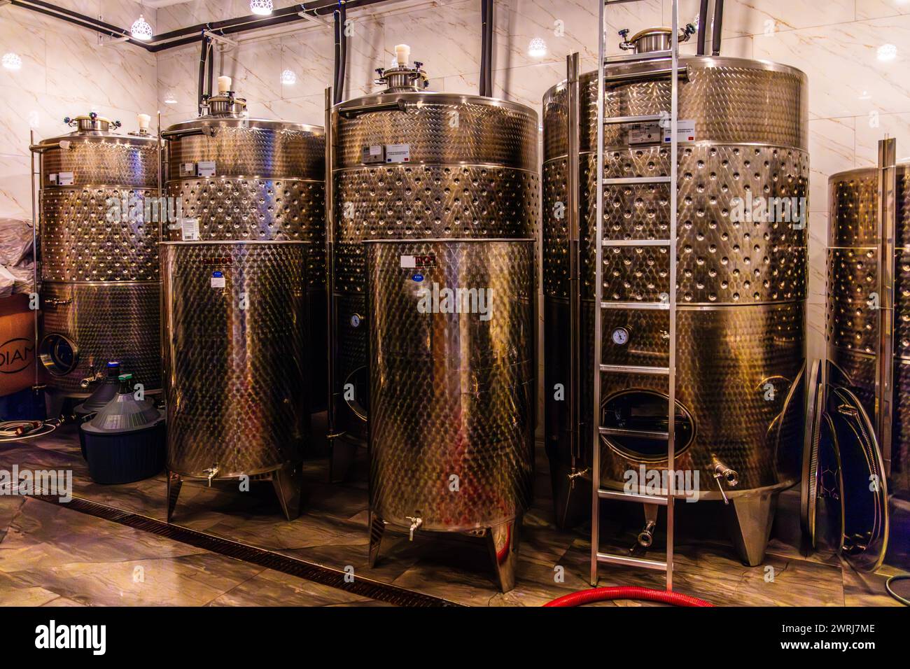 Wine cellar, small, modern family winery Marcovic near Cetinje, Montenegro, Cetinje, Montenegro Stock Photo