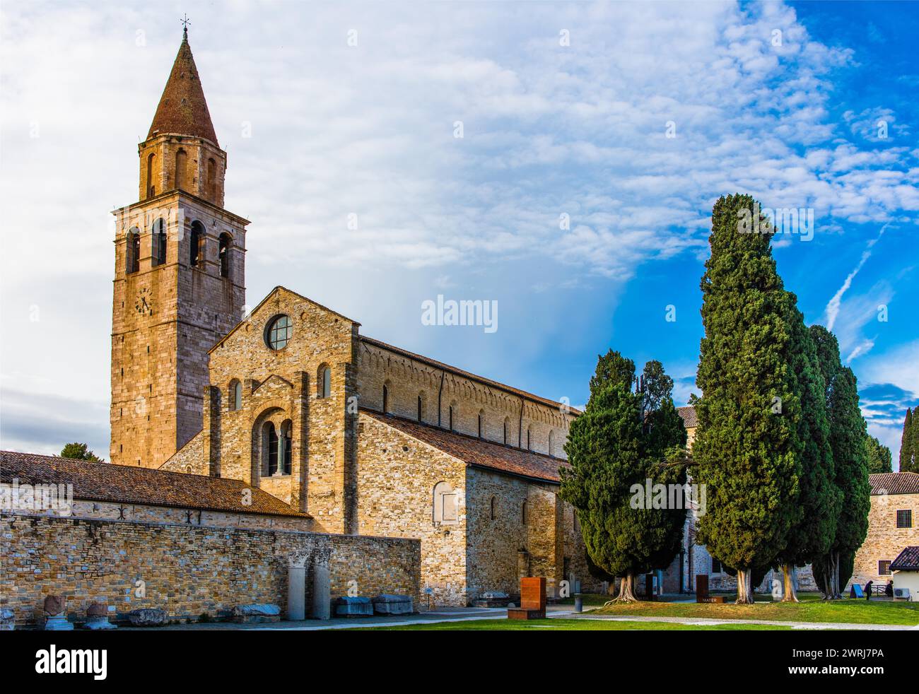 Basilica of Aquileia from the 11th century, largest floor mosaic of the Western Roman Empire, UNESCO World Heritage Site, important city in the Roman Stock Photo