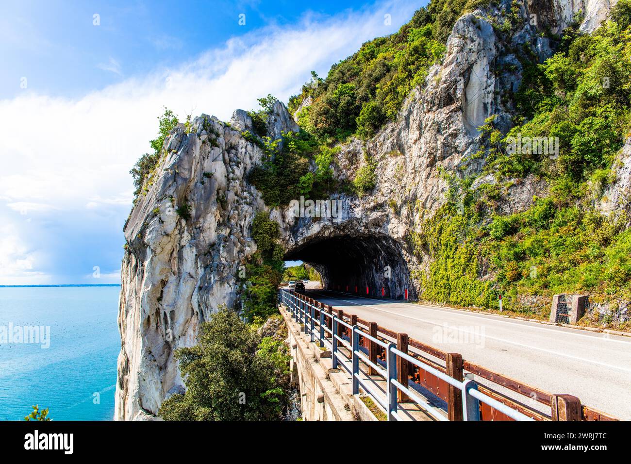 Galleria Naturale, natural tunnel on the coastal road to Trieste, Friuli, Italy, Trieste, Friuli, Italy Stock Photo