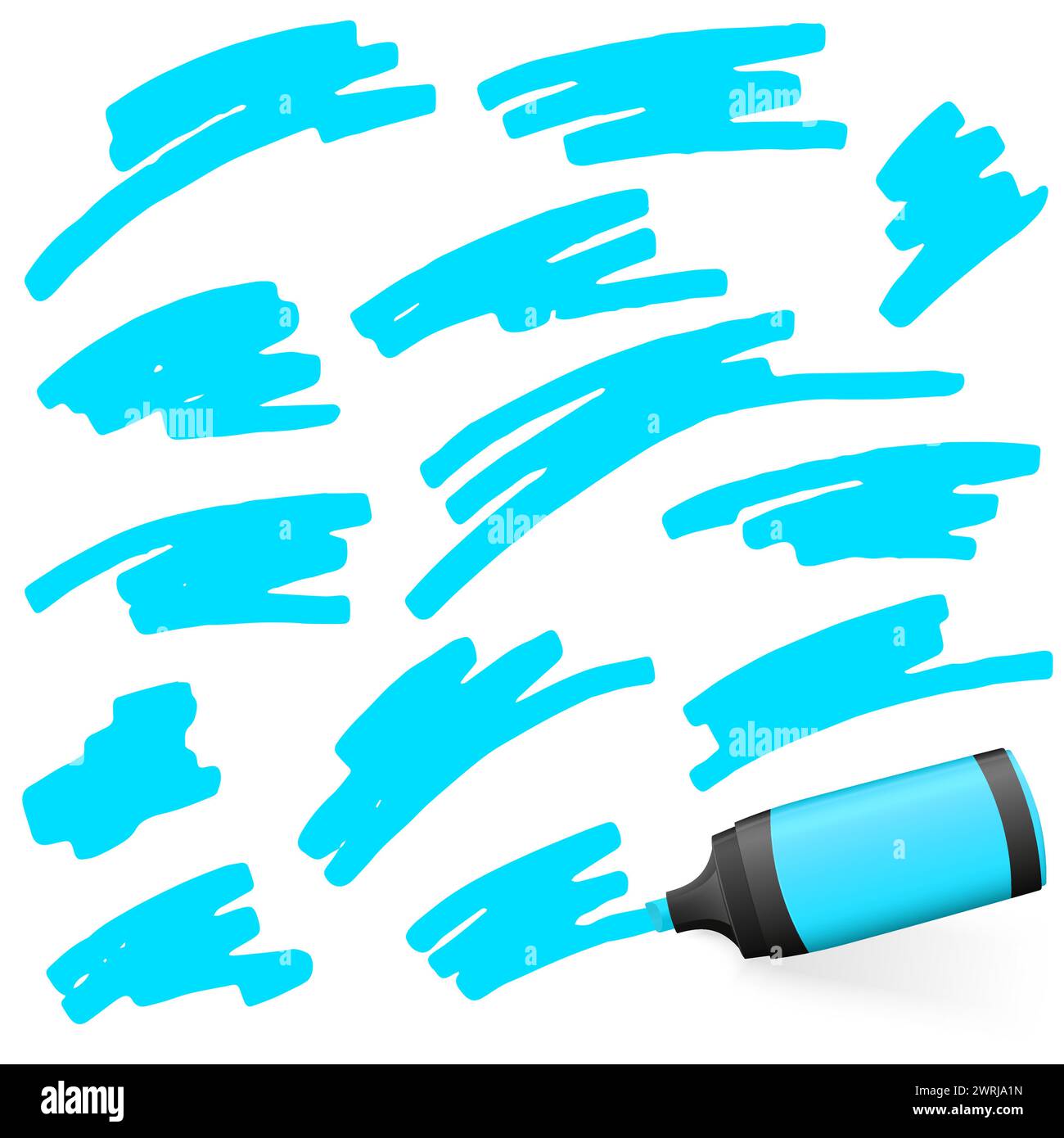 blue colored high lighter with different markings Stock Vector Image
