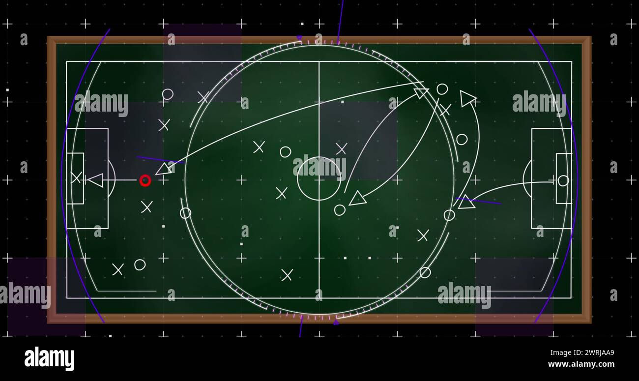 Image of digital interface over tactic plan of game Stock Photo - Alamy