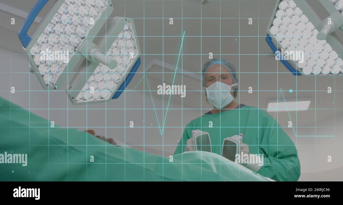 Image of network of medical icons and data processing over caucasian ...