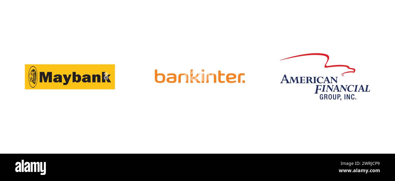 BANCO CIUDAD, ABANCA, KBC BANK. Editorial vector logo collection. Stock Vector