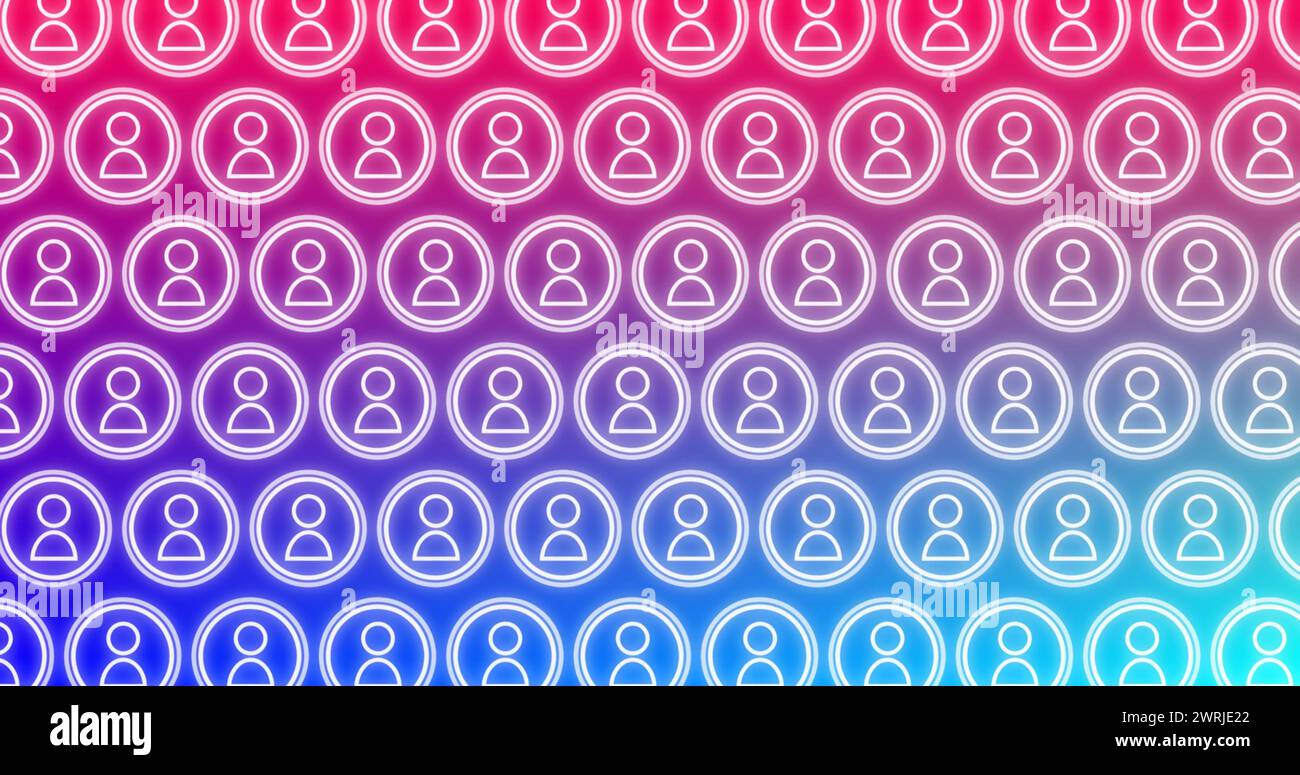 Digital image of people icon vectors moving in an abstract background Stock Photo