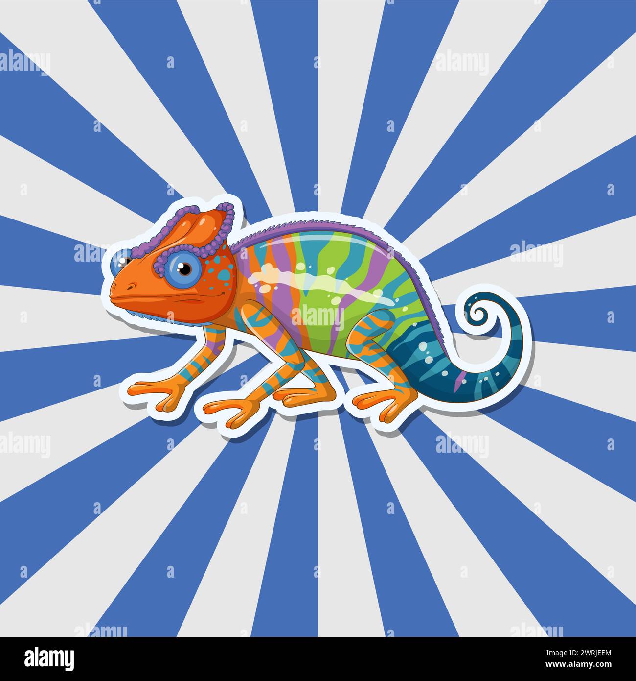 Vibrant vector illustration of a multicolored chameleon Stock Vector