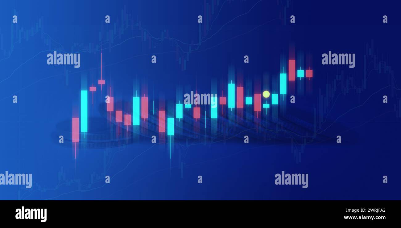 Business growth arrow up digital on blue dark background, investment graph technology circuit to success, financial data technology strategy, market c Stock Photo