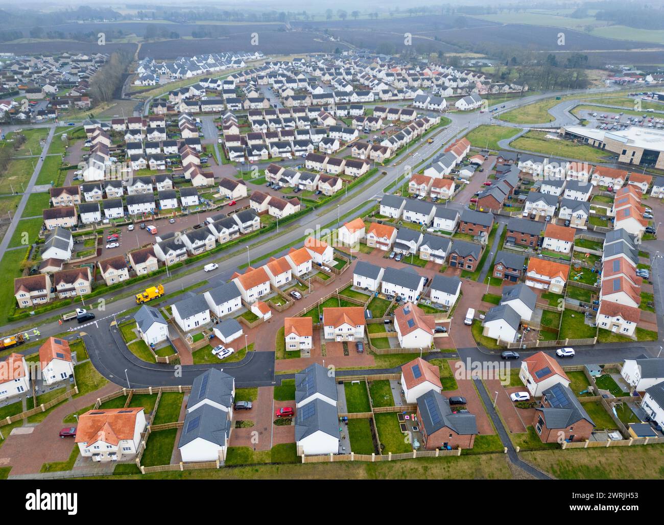 New build houses in new housing estate in Winchburgh, West Lothian, Scotland, UK Stock Photo