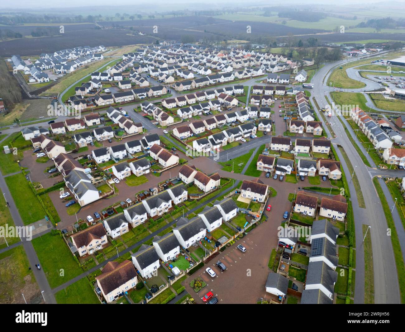 New build houses in new housing estate in Winchburgh, West Lothian, Scotland, UK Stock Photo