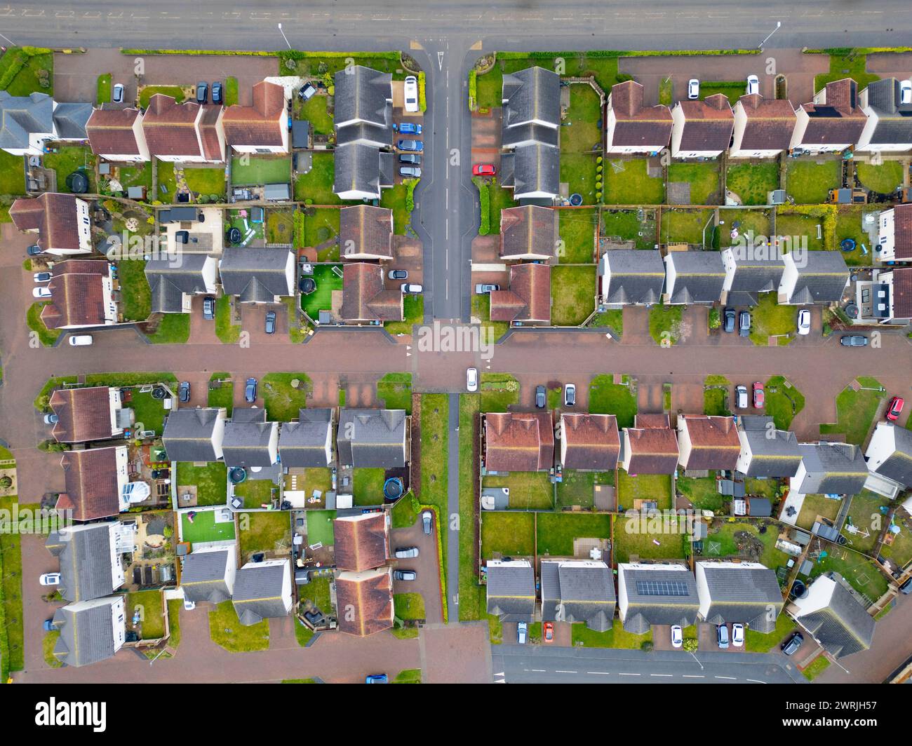 New build houses in new housing estate in Winchburgh, West Lothian, Scotland, UK Stock Photo