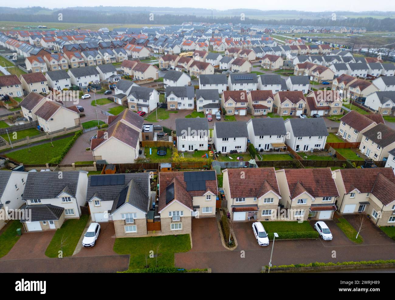 New build houses in new housing estate in Winchburgh, West Lothian