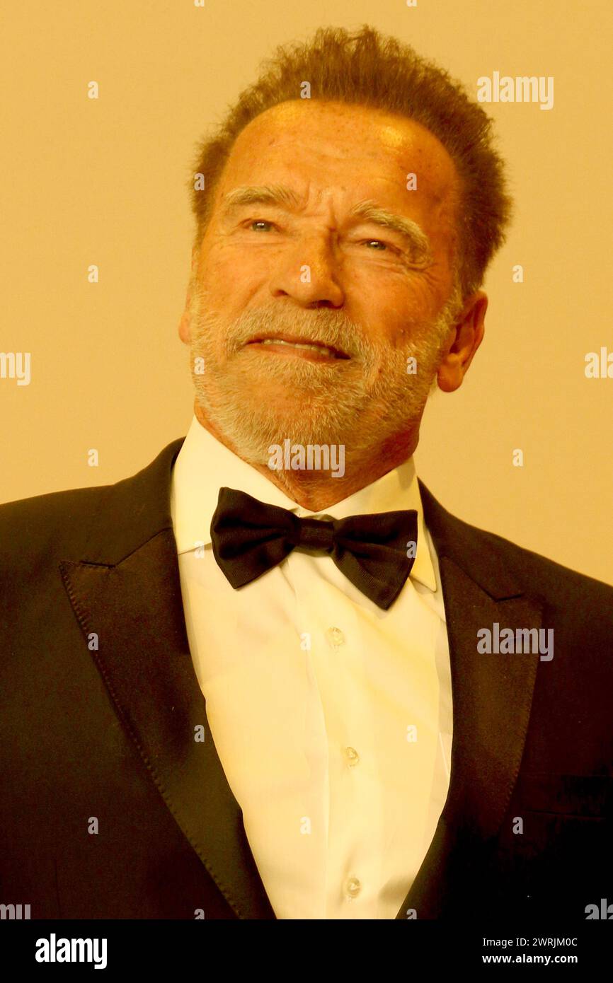 LOS ANGELES - MAR 10:  Arnold Schwarzenegger at the 96th Academy Awards Press Room at the Dolby Theater on March 10, 2024 in Los Angeles, CA Stock Photo
