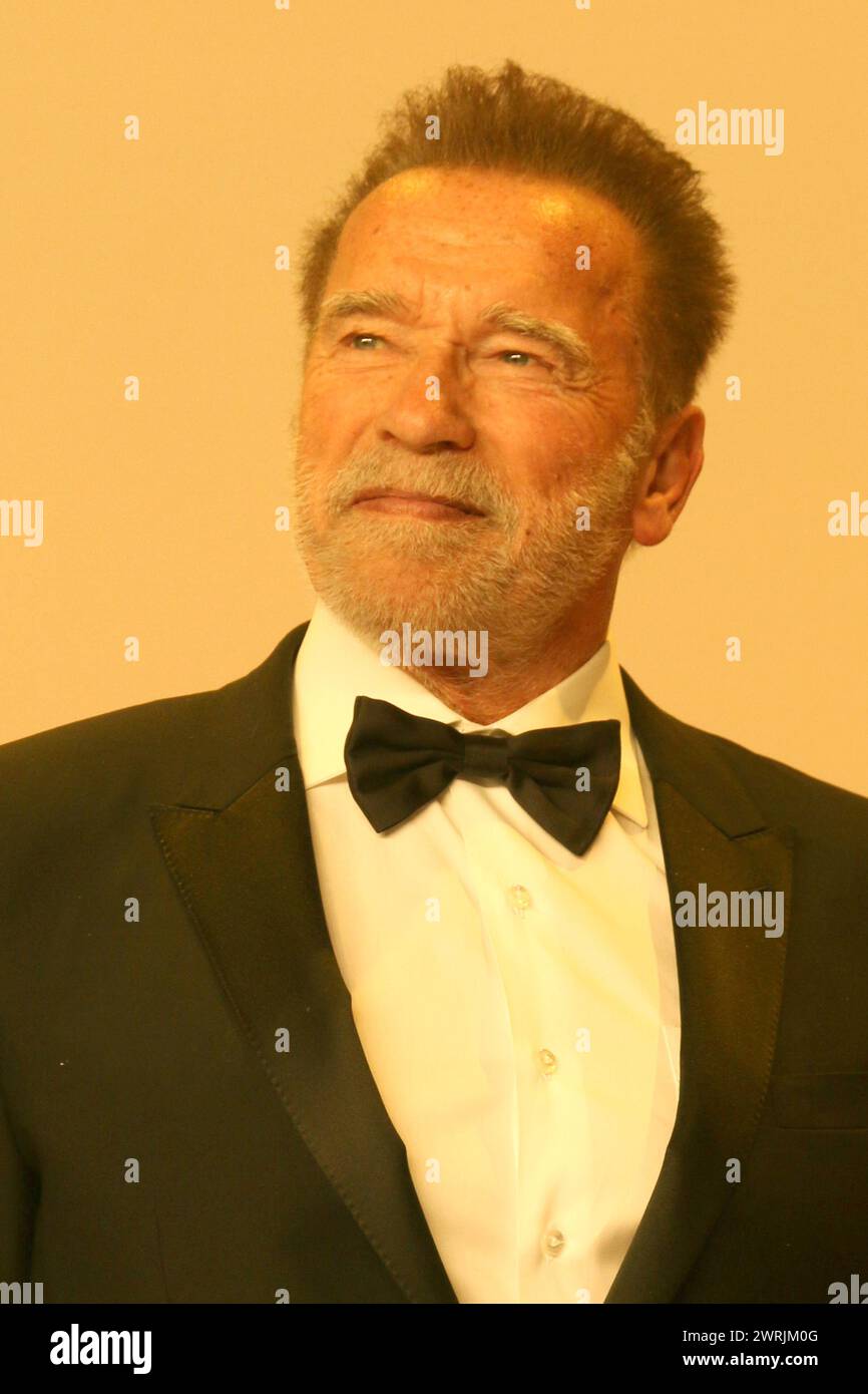 LOS ANGELES - MAR 10:  Arnold Schwarzenegger at the 96th Academy Awards Press Room at the Dolby Theater on March 10, 2024 in Los Angeles, CA Stock Photo