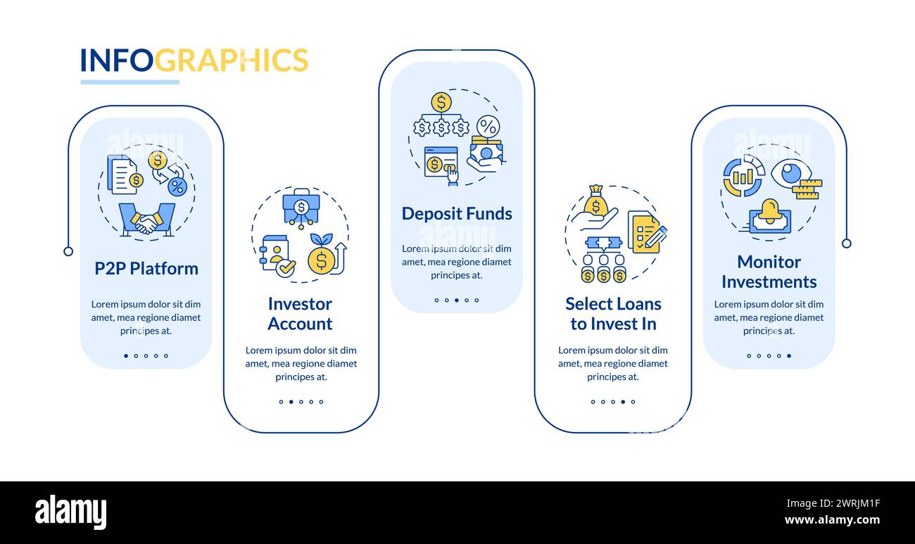 Lending for investors rectangle infographic template Stock Vector