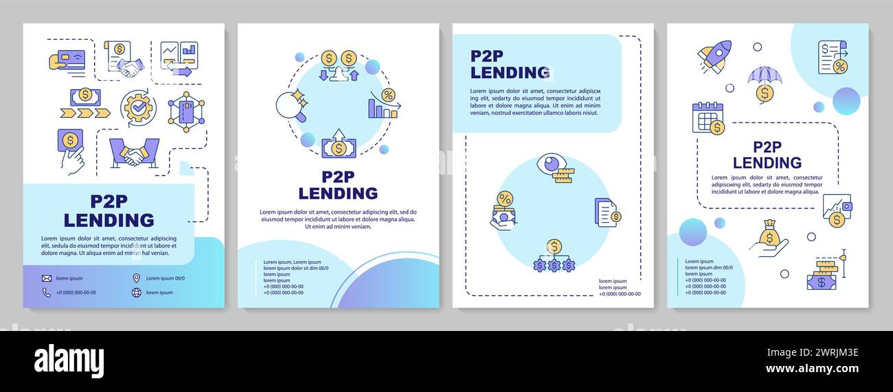 P2P lending blue circle brochure template Stock Vector