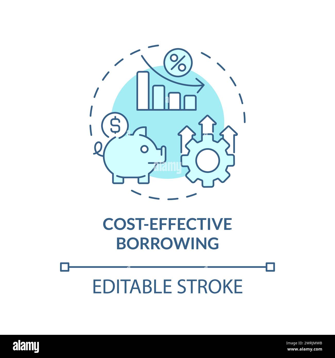 Costeffective borrowing soft blue concept icon Stock Vector Image