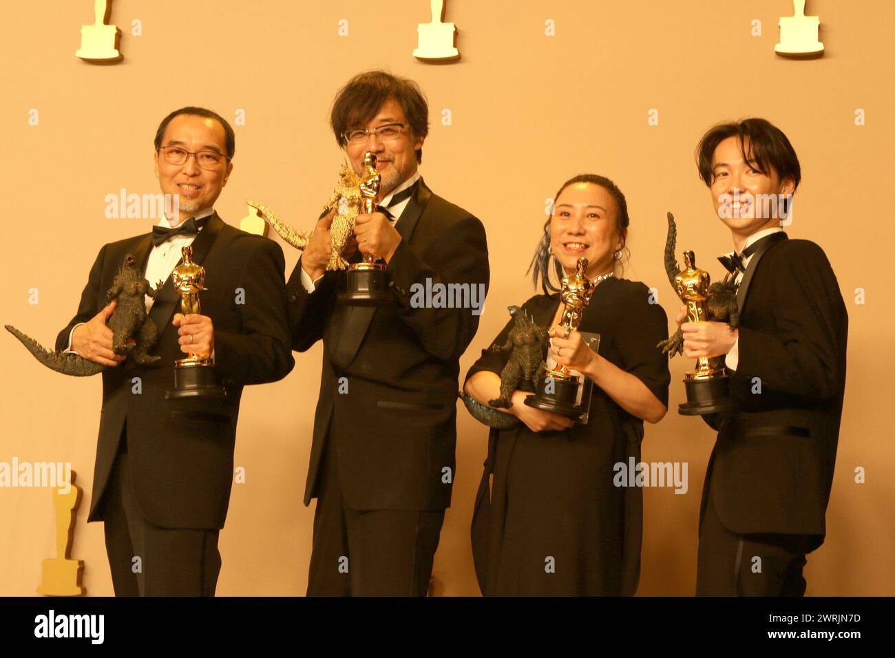 LOS ANGELES - MAR 10:  Masaki Takahashi, Takashi Yamazaki, Kiyoko Shibuya, Tatsuji Nojima at the 96th Academy Awards Press Room at the Dolby Theater o Stock Photo