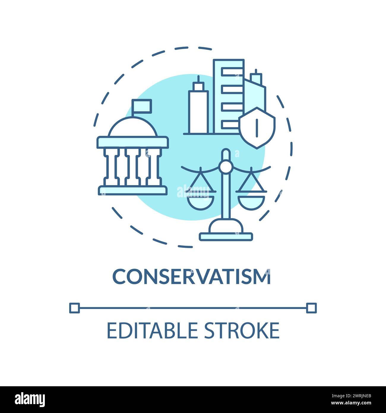 Conservatism ideology soft blue concept icon Stock Vector