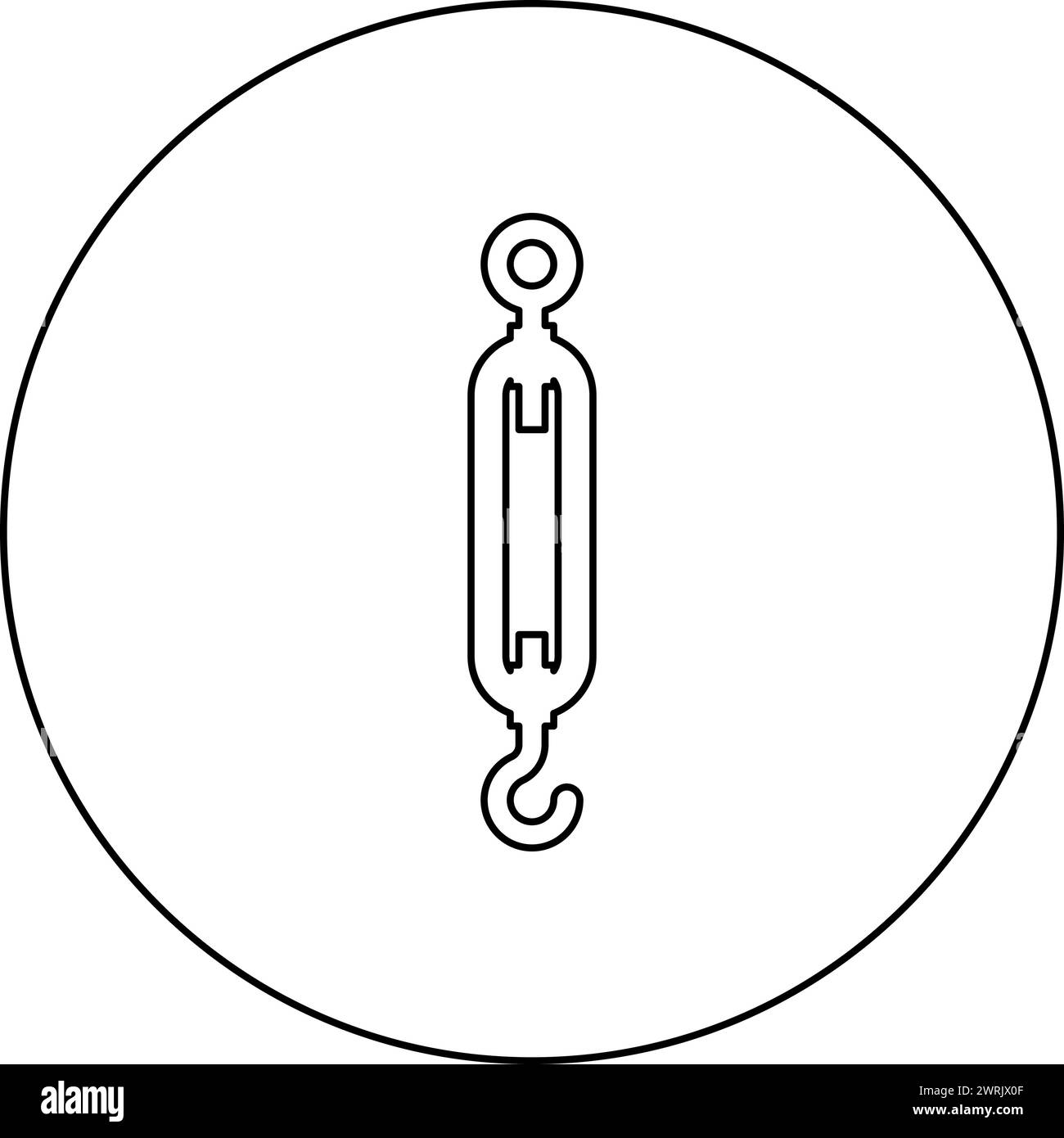 Turnbuckle tensioning wire concept hardware icon in circle round black color vector illustration image outline contour line thin style simple Stock Vector