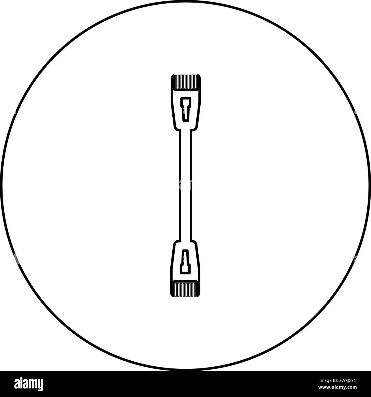 Patch cable path cord ethernet technology rj45 net concept icon in circle round black color vector illustration image outline contour line thin style Stock Vector