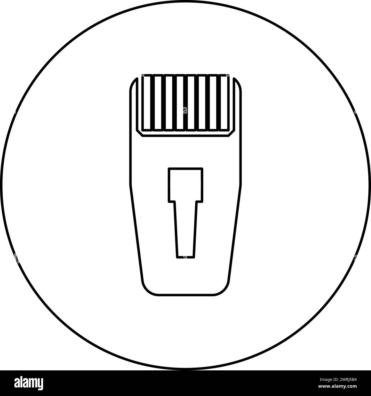 Connector RJ-45 connecter ethernet rj45 internet icon in circle round black color vector illustration image outline contour line thin style simple Stock Vector