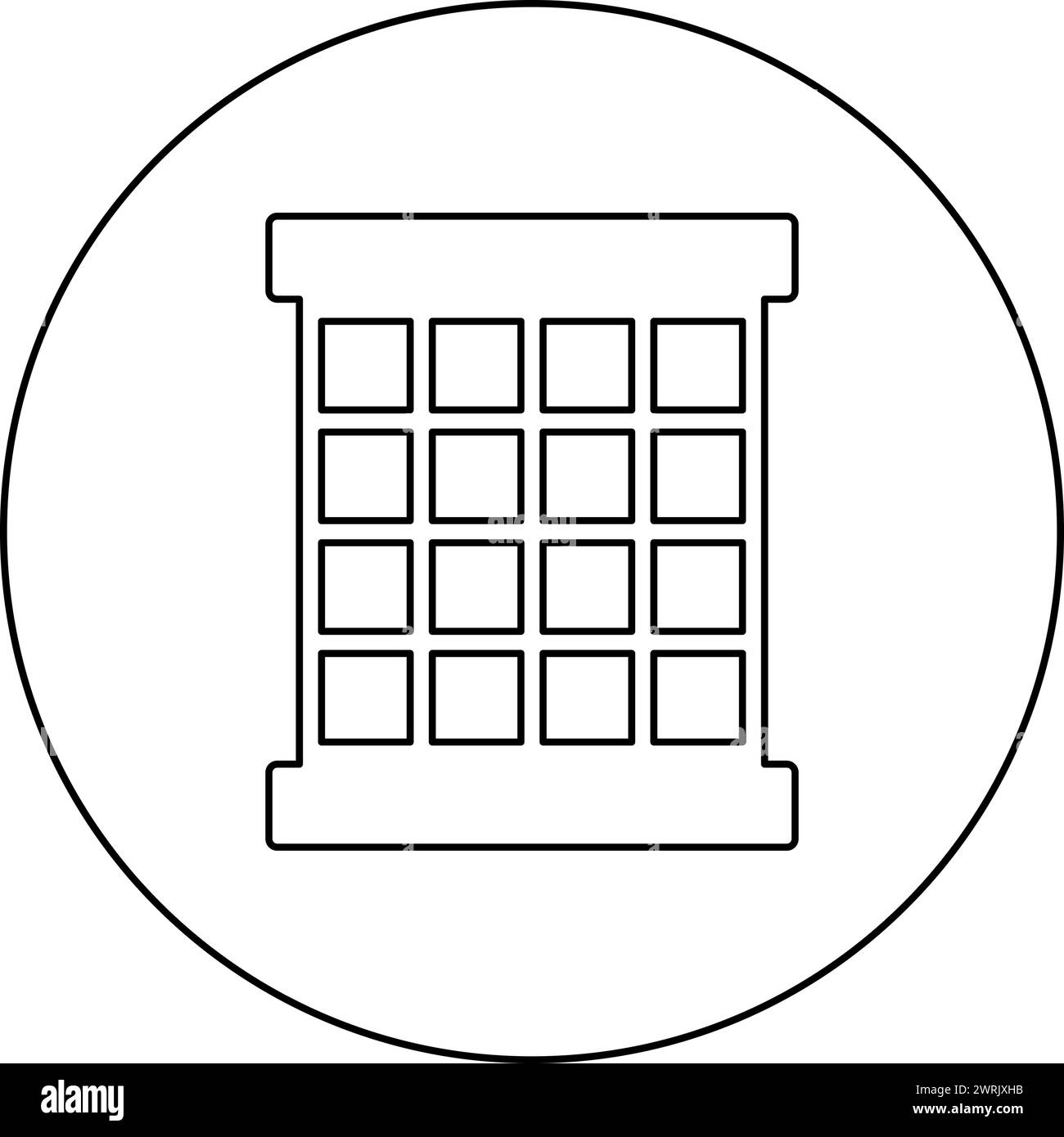 Prisoner window grid grate prison jail concept icon in circle round black color vector illustration image outline contour line thin style simple Stock Vector