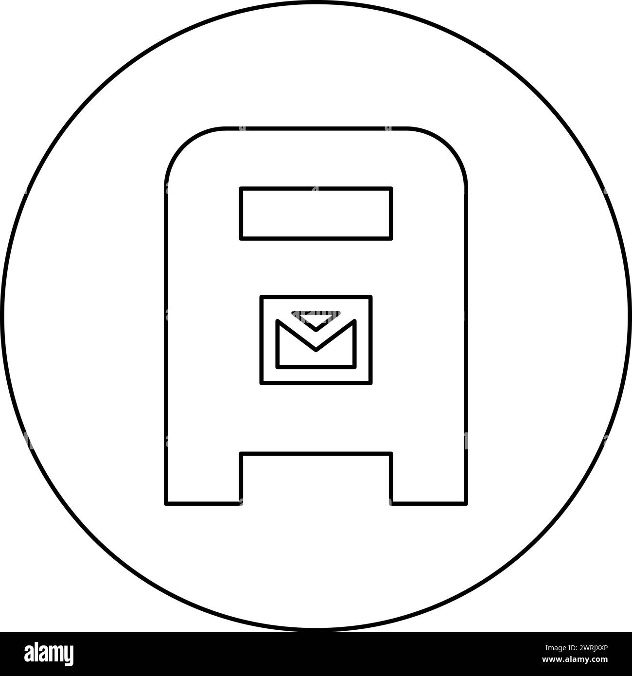 Post box mail postal letterbox mailbox icon in circle round black color vector illustration image outline contour line thin style simple Stock Vector