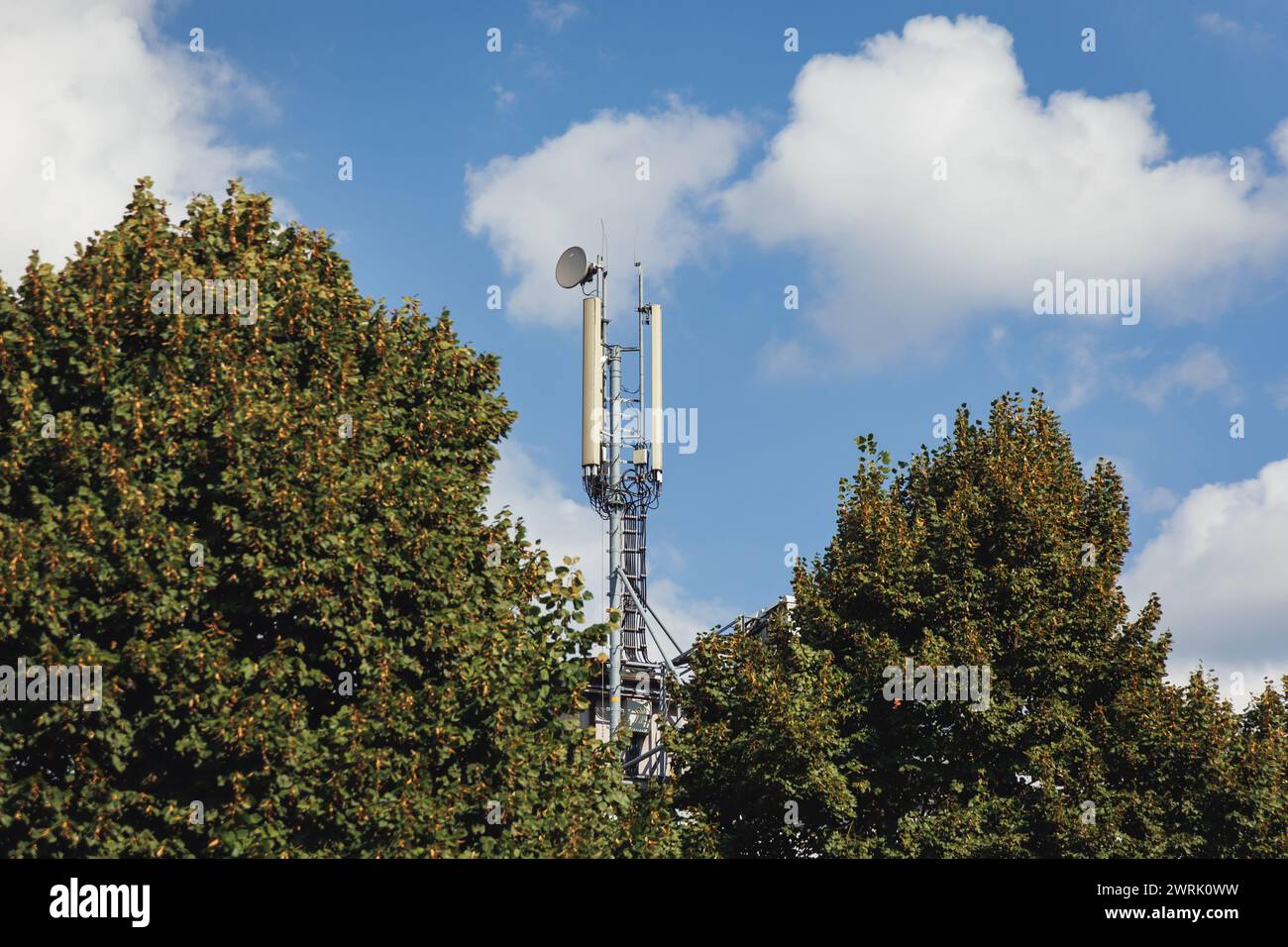 Base transceiver station BTS in Warsaw city, Poland Stock Photo