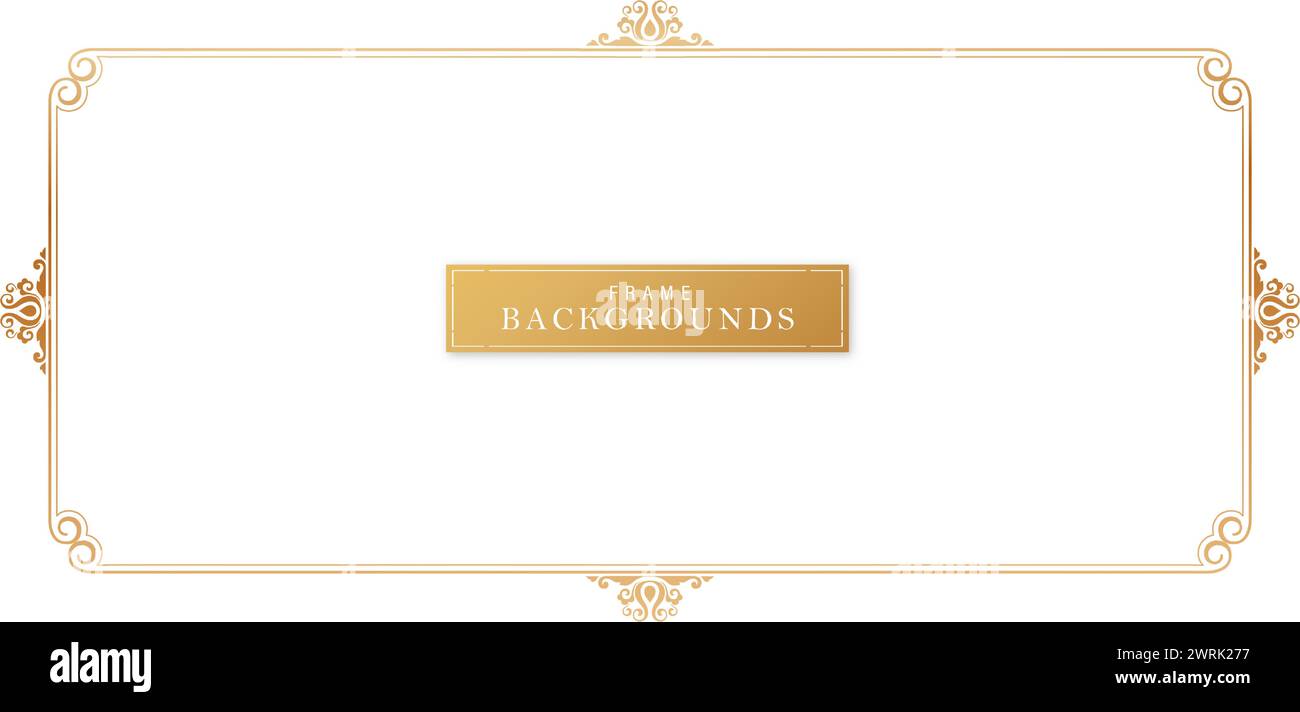 vintage golden frames with ornamental borders on a isolated white backgrounds for space text, luxury invitation, certificate of completion templates Stock Vector