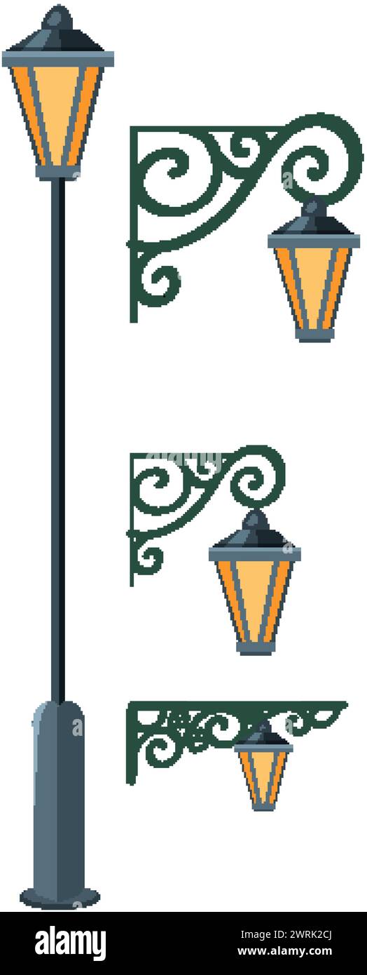 Collection of classic street lamps in vector format Stock Vector