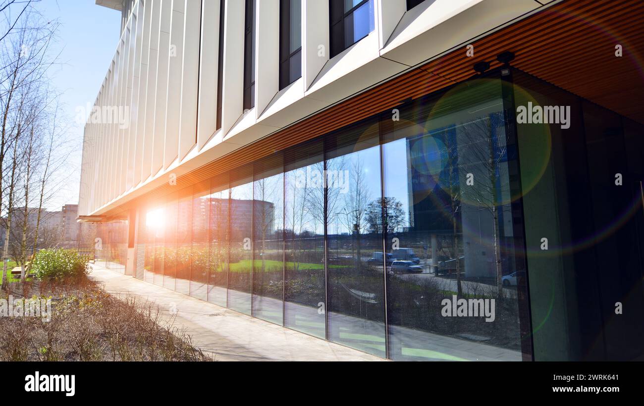 Panoramic windows of new commercial premises. Commercial property in ...