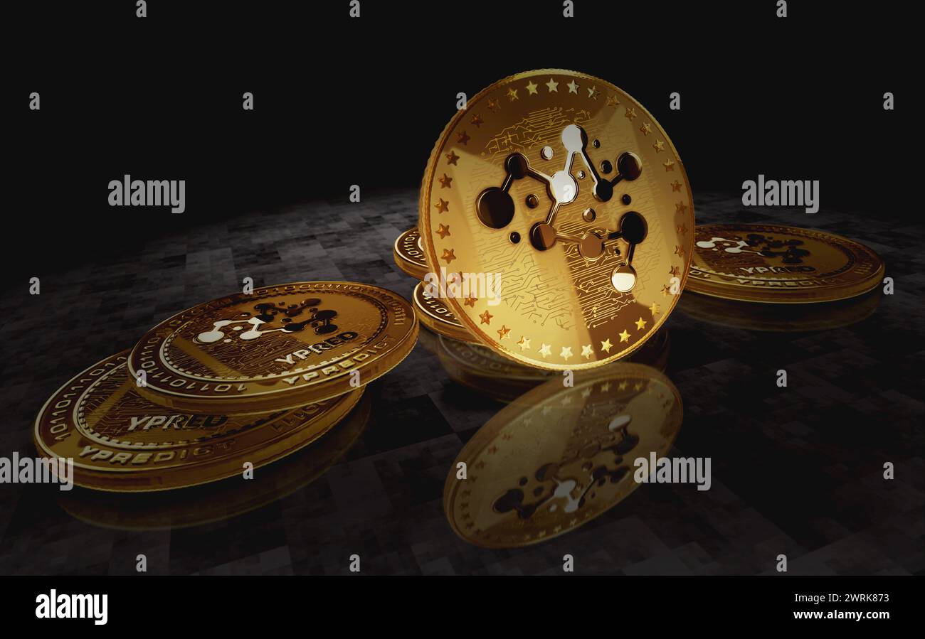 Ypredict YPRED cryptocurrency golden coin over the chart. Price trend graph  with growing and falling line. Online payment and transaction abstract con  Stock Photo - Alamy