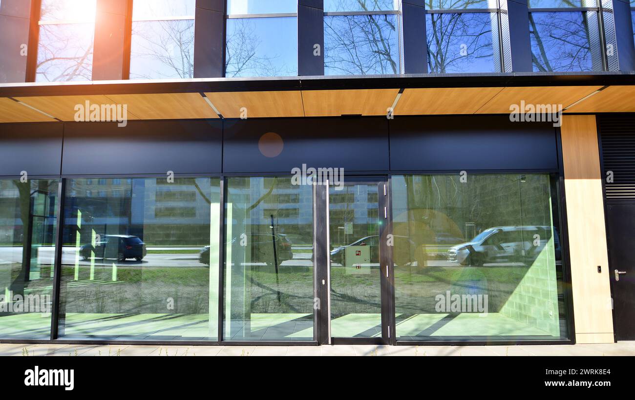 Panoramic windows of new commercial premises. Commercial property in ...