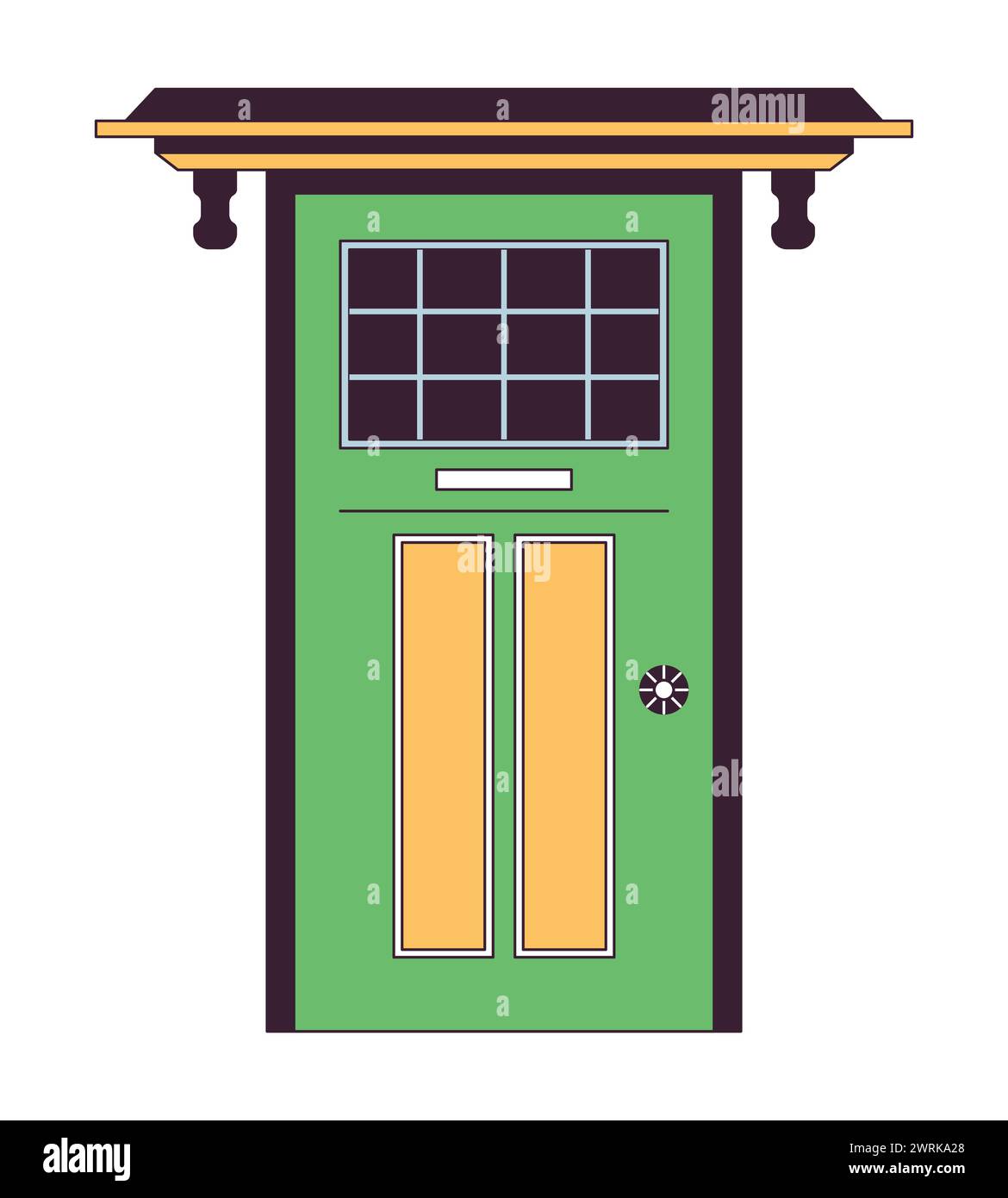 Door building exterior 2D linear cartoon object Stock Vector Image ...