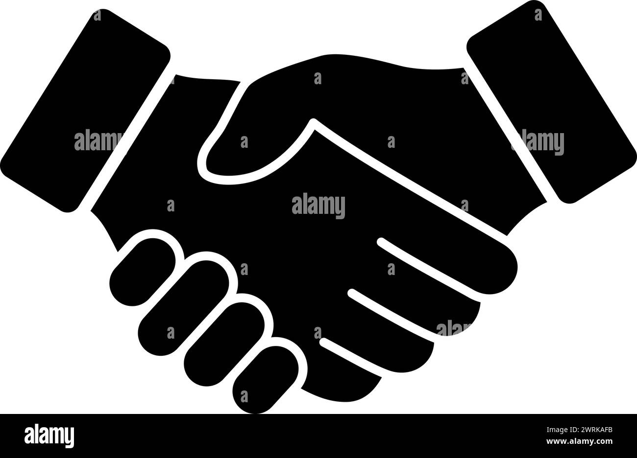 The icon of two hands in the form of a handshake as a concept of friendship, support and trust or business partnership Stock Vector