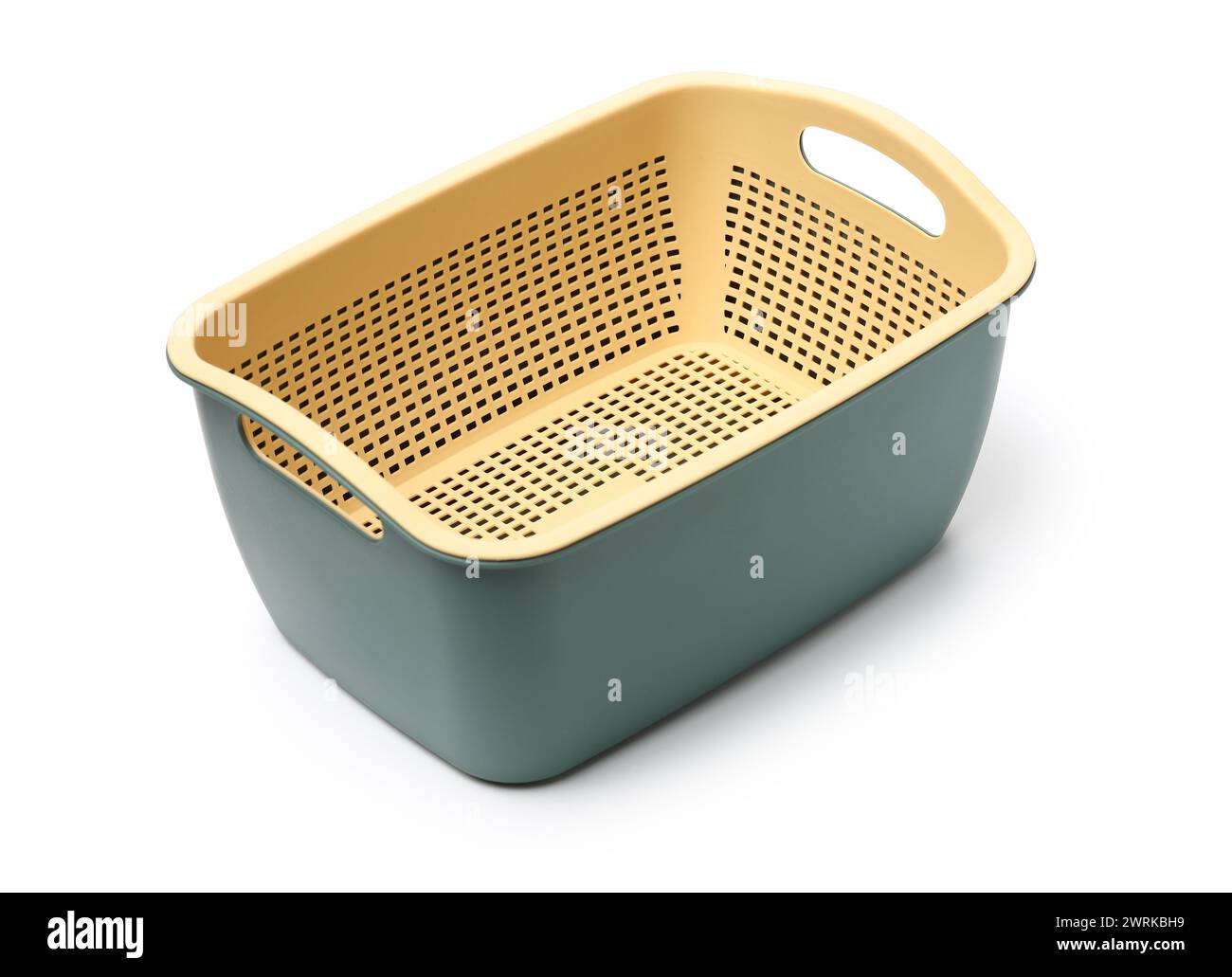 Empty plastic fruit or bread basket on white background Stock Photo