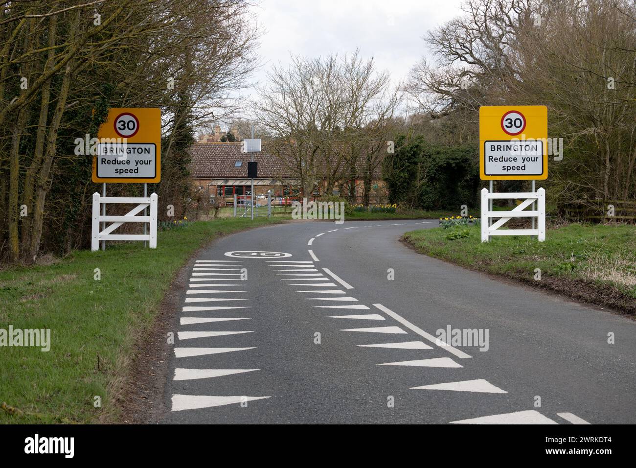 Brington village signs, Cambridgeshire, England, UK Stock Photo