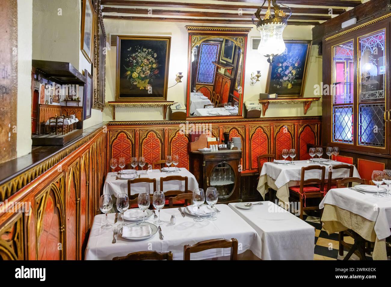 Restaurant Sobrino de Botin, Madrid, Spain. Original colors Stock Photo