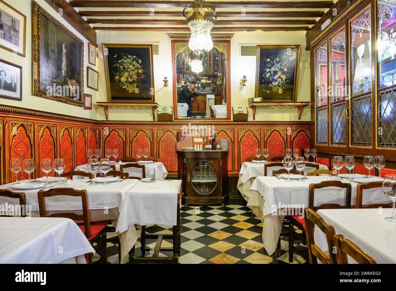 Restaurant Sobrino de Botin, Madrid, Spain. Original colors Stock Photo