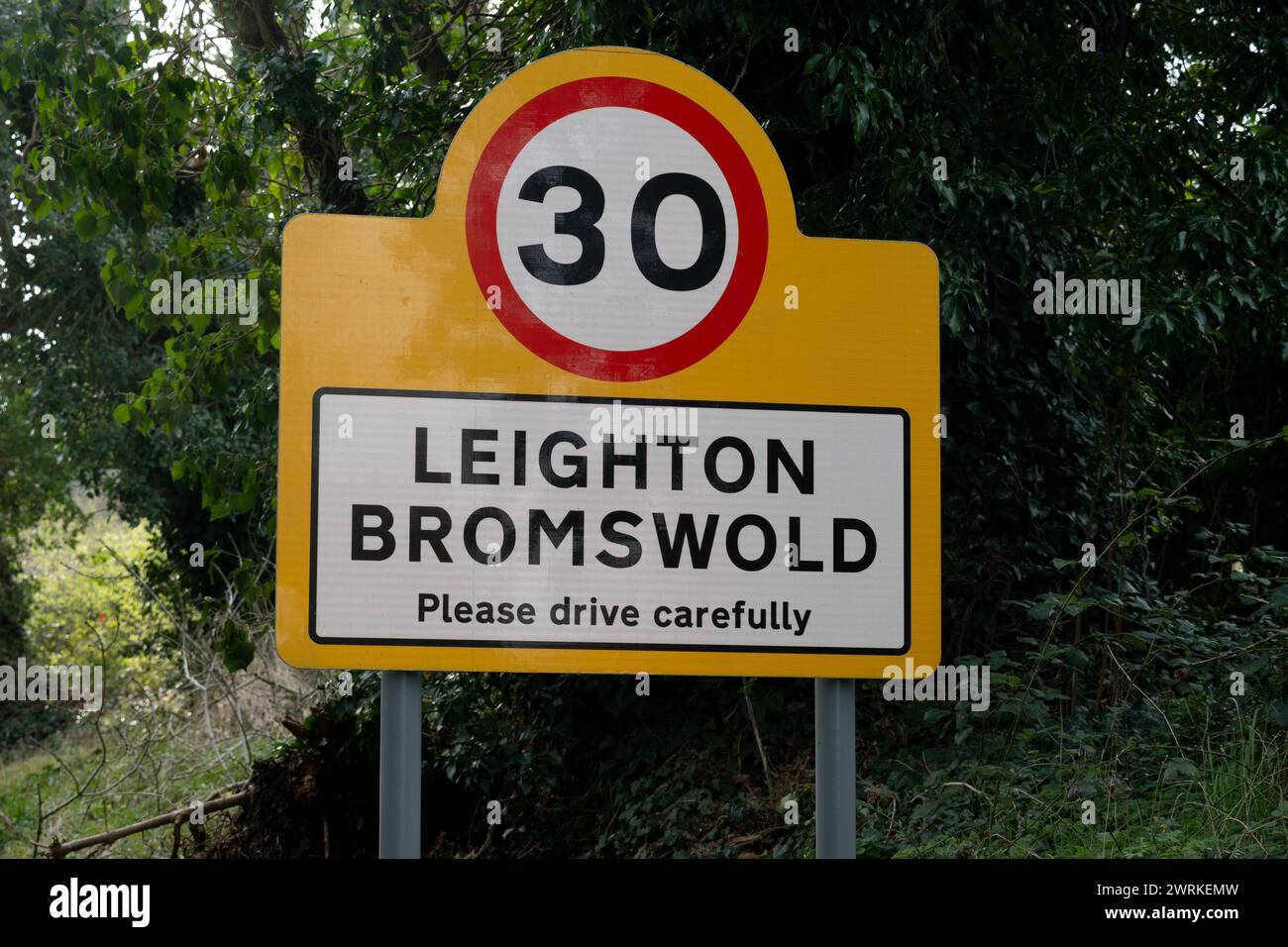 Leighton Bromswold village sign, Cambridgeshire, England, UK Stock Photo