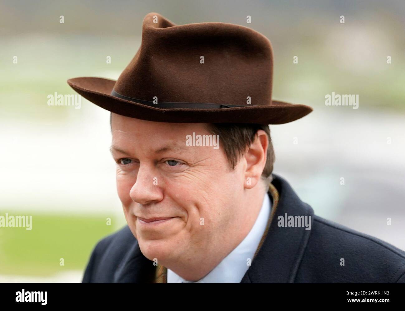Tom ParkerBowles arrives on day two of the 2024 Cheltenham Festival at
