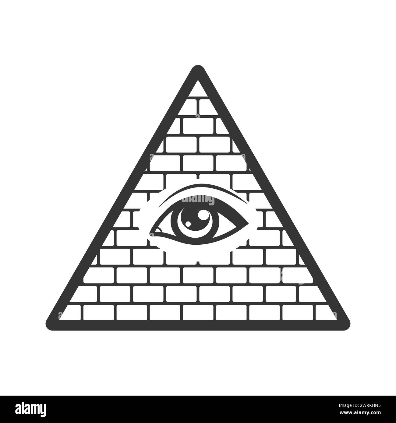 All-seeing eye on pyramid of freemasons symbols of occultism, illuminati secret society, Vector elements isolated on white Stock Vector