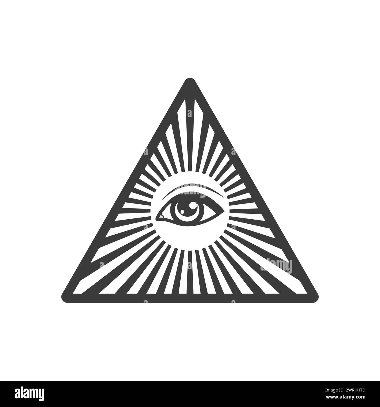 All-seeing eye on pyramid of freemasons symbols of occultism, illuminati secret society, Vector elements isolated on white Stock Vector
