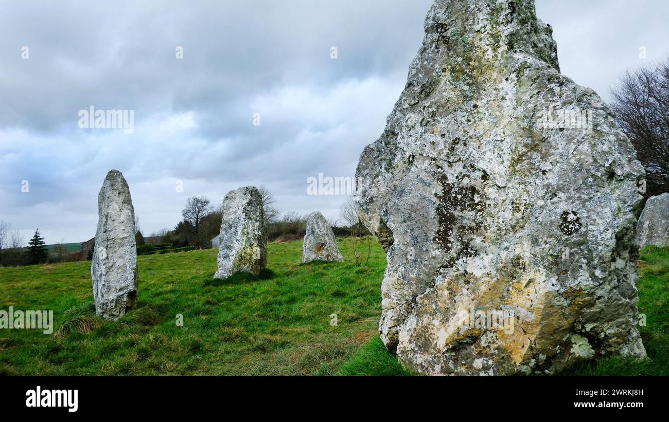 Duloe Stone Circle, the smallest in Cornwall, UK - John Gollop Stock Photo