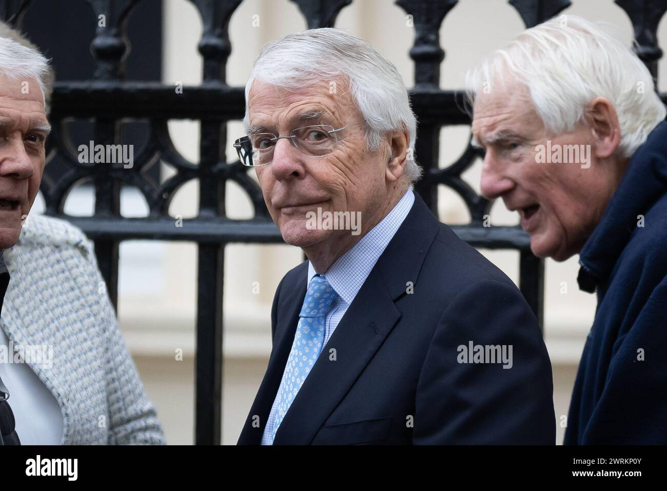 London, UK. 11th Mar, 2024. Former Prime Minister Sir John Major leaves the Institute for Government after launching the final report of the Commission on the Centre of Government. (Photo by Tejas Sandhu/SOPA Images/Sipa USA) Credit: Sipa USA/Alamy Live News Stock Photo