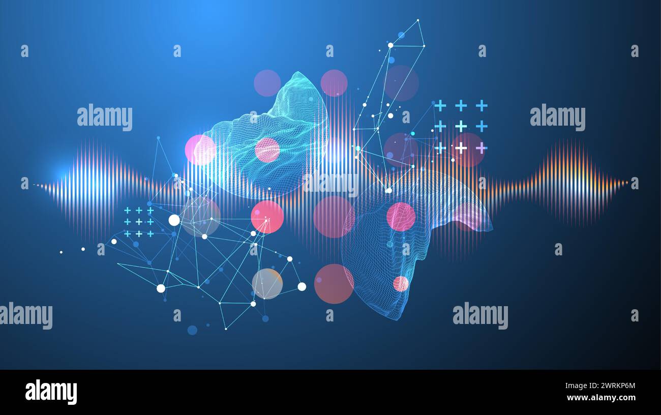 Modern science technology abstract background using circle shapes. Wireframe spot surface illustration.  Vector Stock Vector