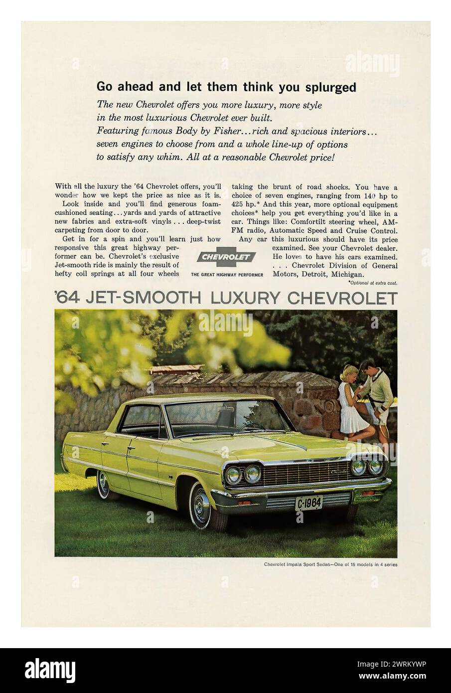 1964 Chevrolet Impala Sports Sedan  - Vintage American magazine car advert Stock Photo