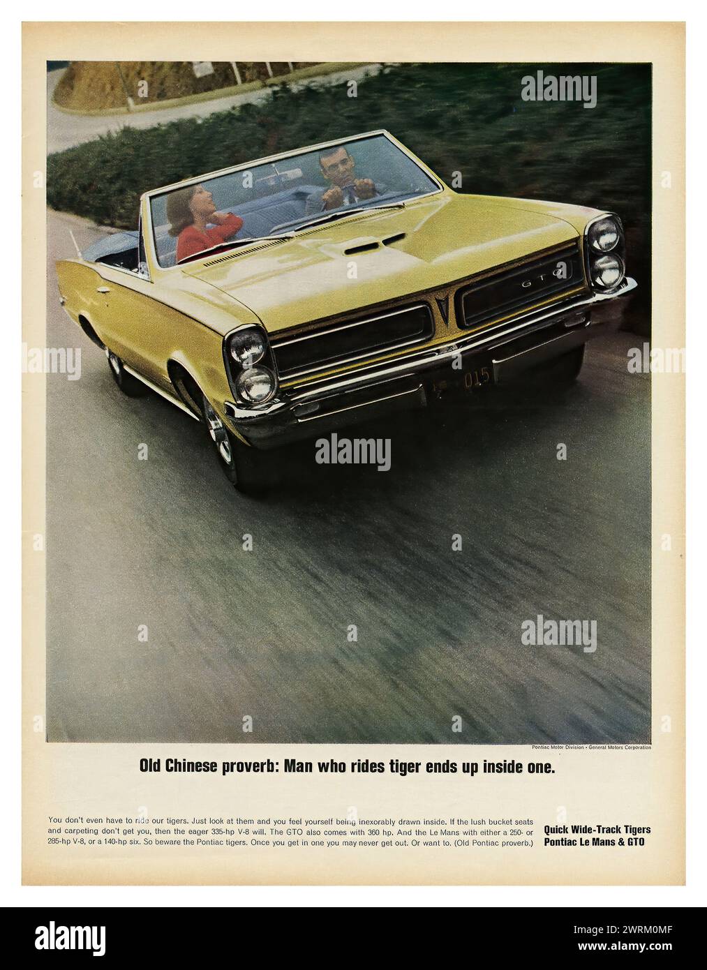 Pontiac Le Mans GTO (1965)  - Vintage American magazine car advert Stock Photo